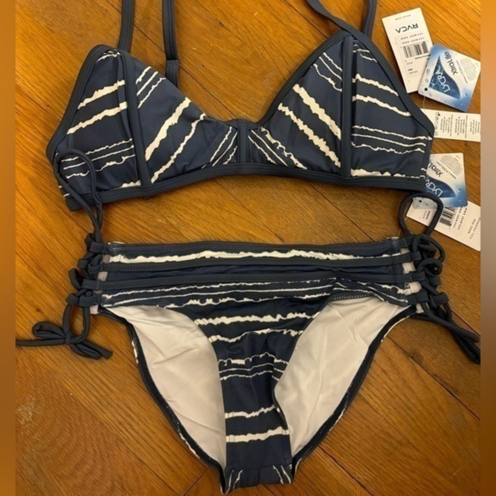 NEW RVCA gray white Hipster bikini size small